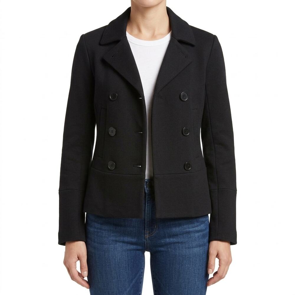 Banana Republic Black Double Breasted Cotton Jacket Blazer size XS Notch Lapel
